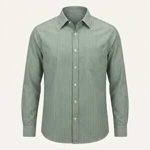 Old Navy Men's Large Long Sleeve Button Down Shirt Sage Green White Stripe